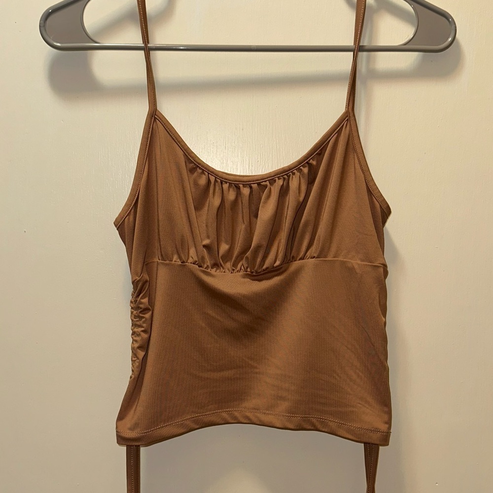 SHEIN Gathered camel tank top